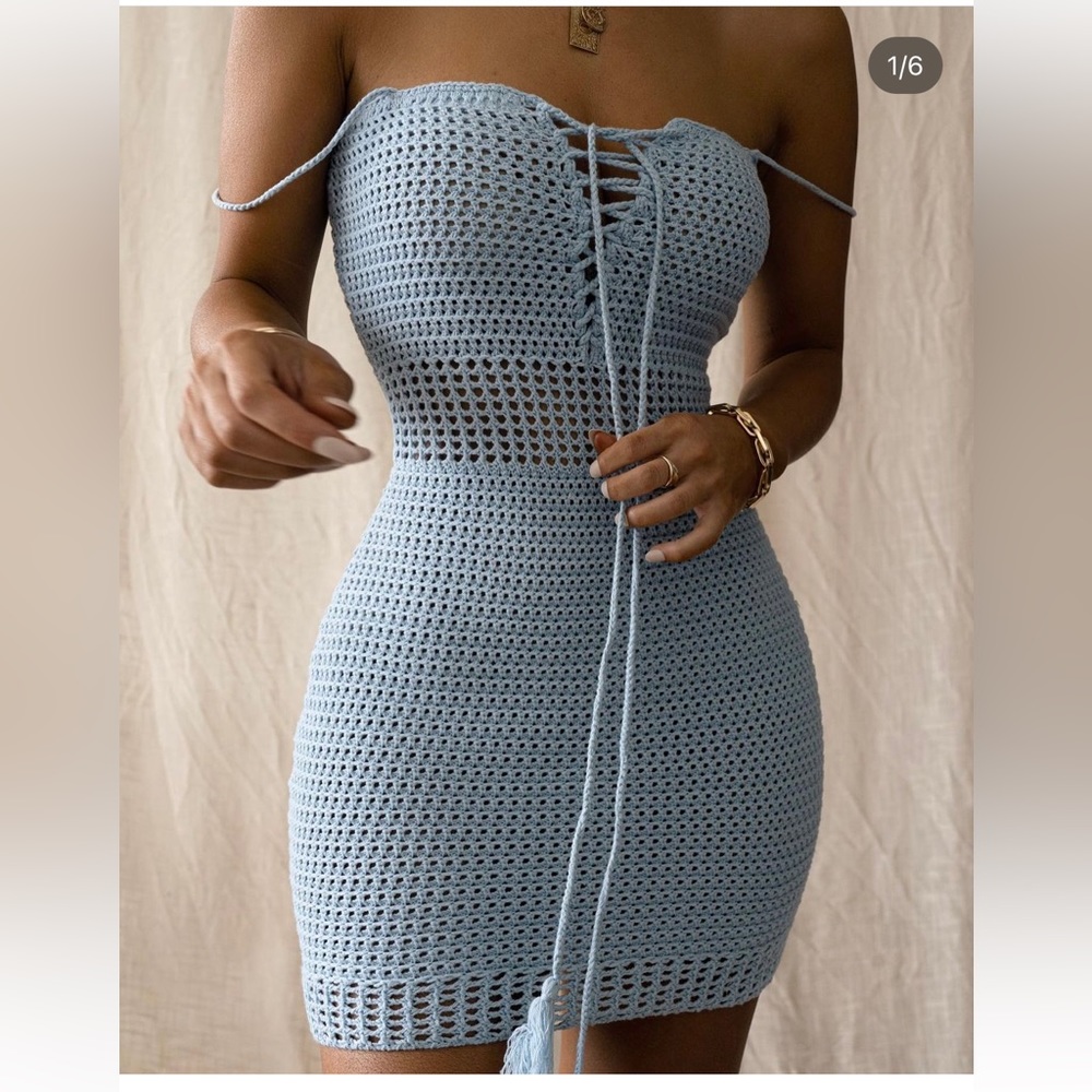 JLUXLABEL blue crochet dress